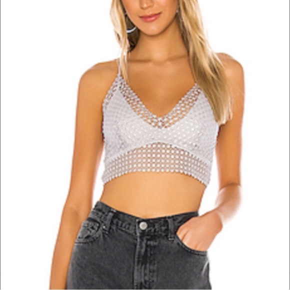 Free People Constellation Silver Bralette Size Small - Picture 1 of 11